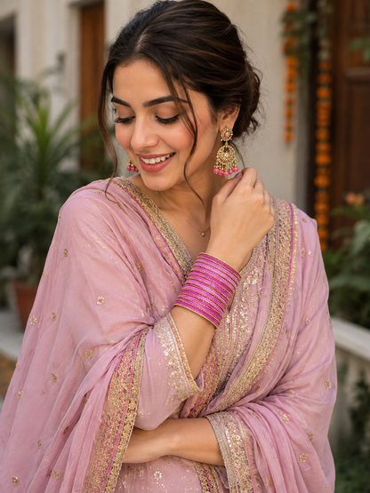 Blush Koshya Glitter Designer Bangle Set
