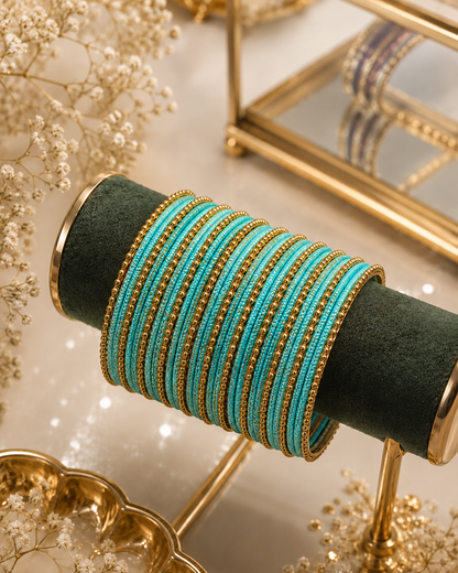 Turquoise Koshya Glitter Designer Bangle Set