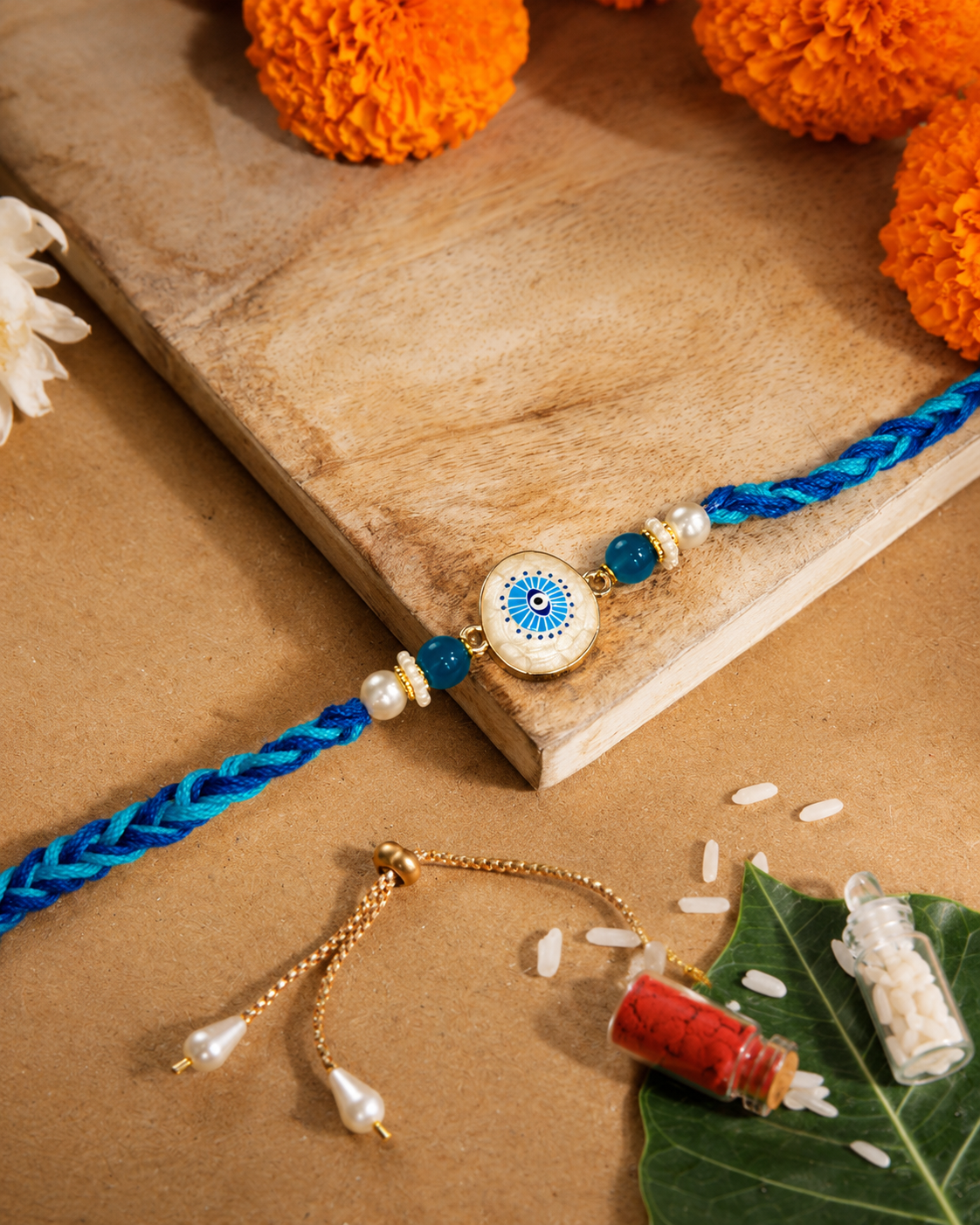 Nazaris Evil Eye Rakhi for Brother | Tilak Set Included