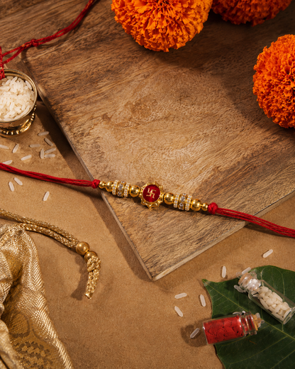 Red Avenika Meena Rakhi for Brother | Tilak Set Included