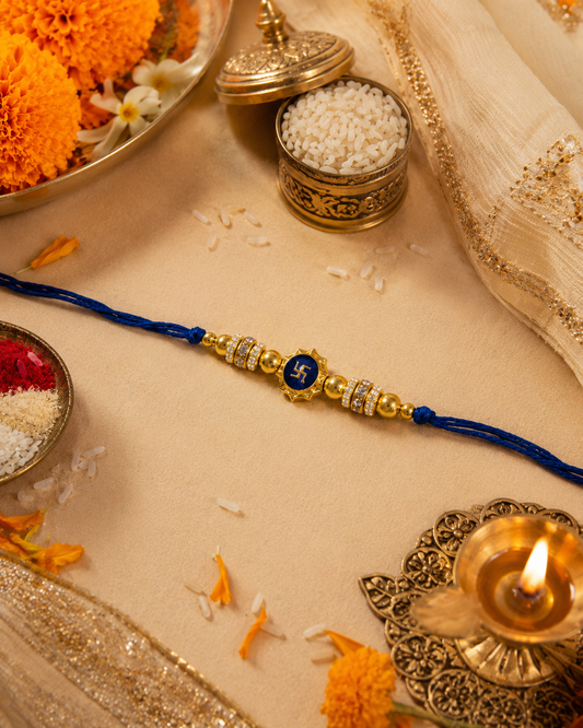 Blue Avenika Meena Rakhi for Brother | Tilak Set Included
