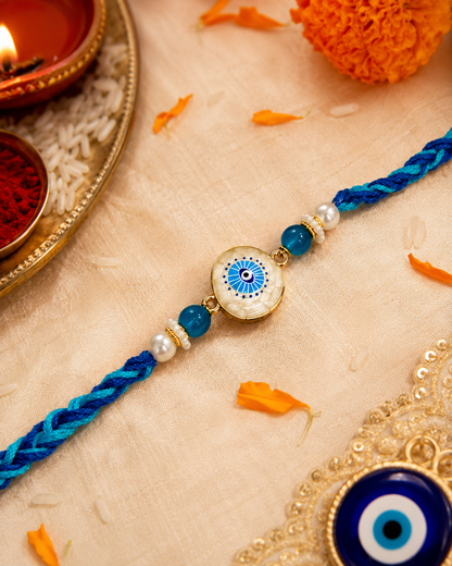 Nazaris Evil Eye Rakhi for Brother | Tilak Set Included