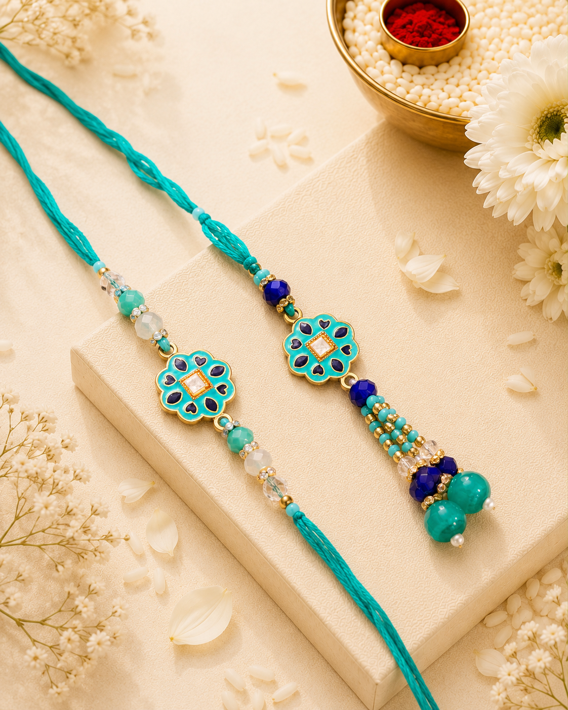 Mint Yashit Bhaiya Bhabhi Rakhi with Tilak Set and Card