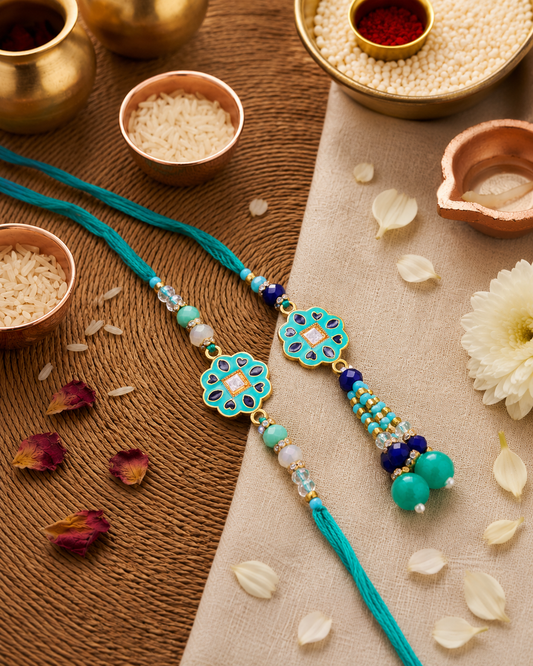 Mint Yashit Bhaiya Bhabhi Rakhi with Tilak Set and Card