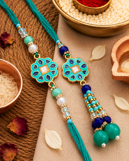 Mint Yashit Bhaiya Bhabhi Rakhi with Tilak Set and Card