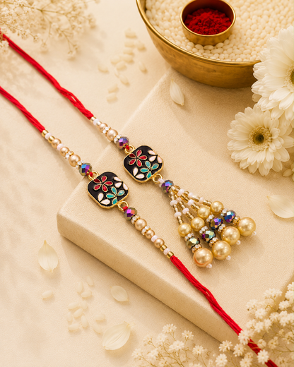 Trivik Bhaiya Bhabhi Rakhi with Tilak Set and Card