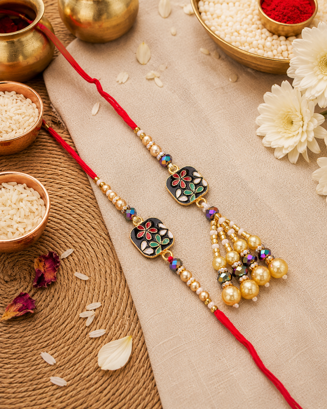 Trivik Bhaiya Bhabhi Rakhi with Tilak Set and Card