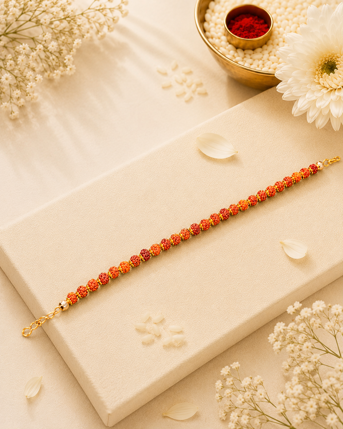 Neev Rudraksh Bracelet Rakhi for Brother | Tilak Set Included