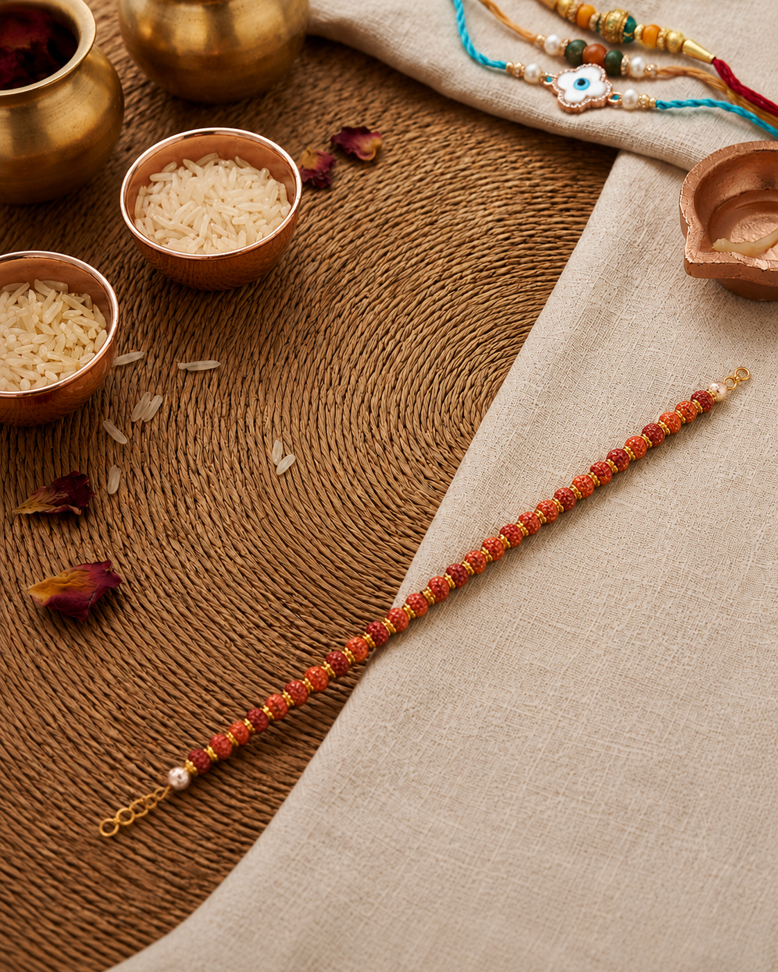 Neev Rudraksh Bracelet Rakhi for Brother | Tilak Set Included