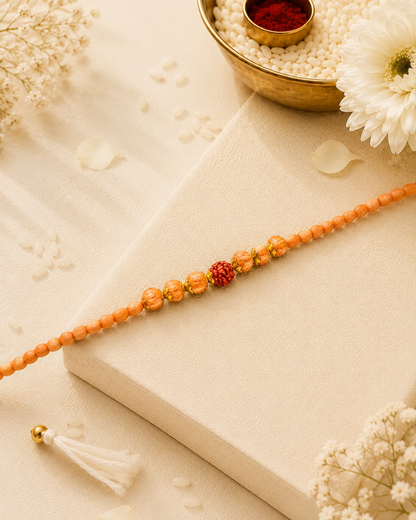 Navya Rudraksh Bracelet Rakhi for Brother | Tilak Set Included