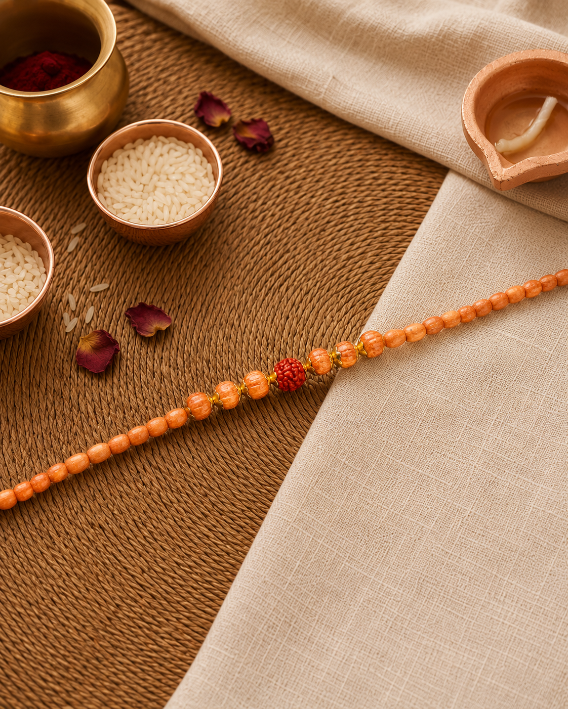 Navya Rudraksh Bracelet Rakhi for Brother | Tilak Set Included