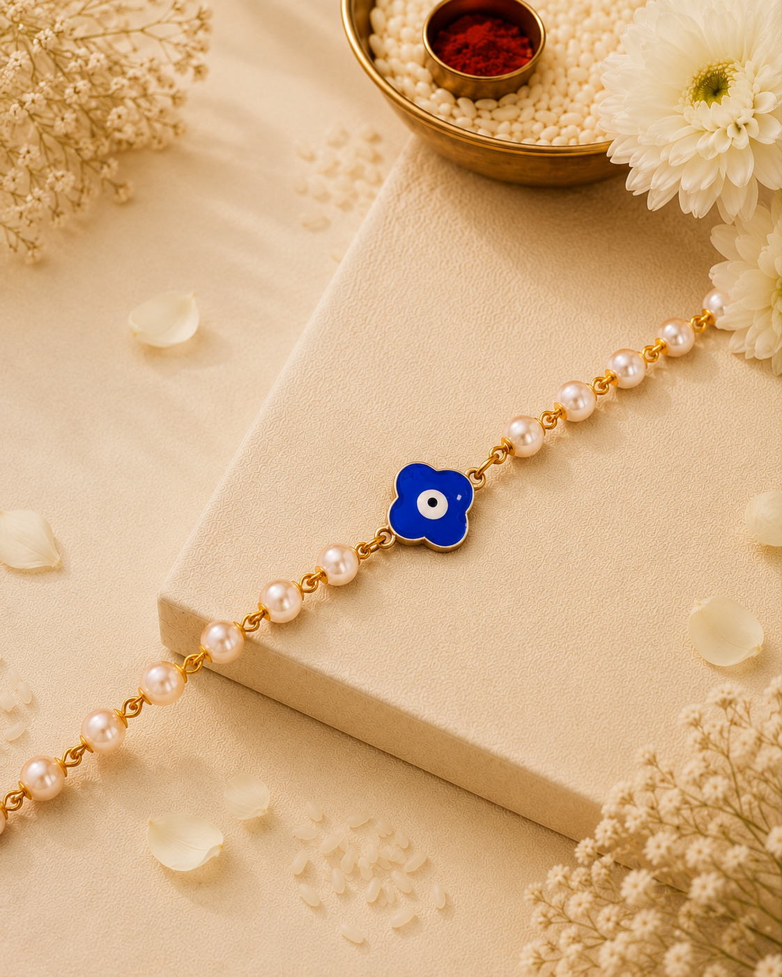 Aranyam Evil Eye Bracelet Rakhi | Tilak Set Included