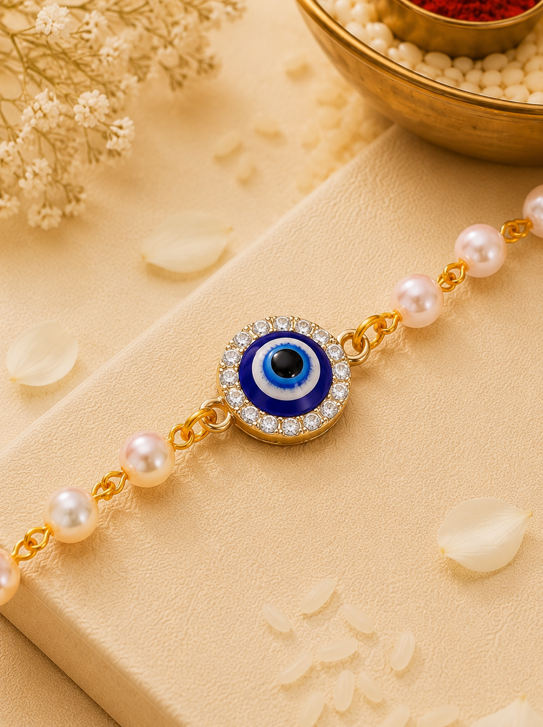 Kaaya Evil Eye Bracelet Rakhi | Tilak Set Included