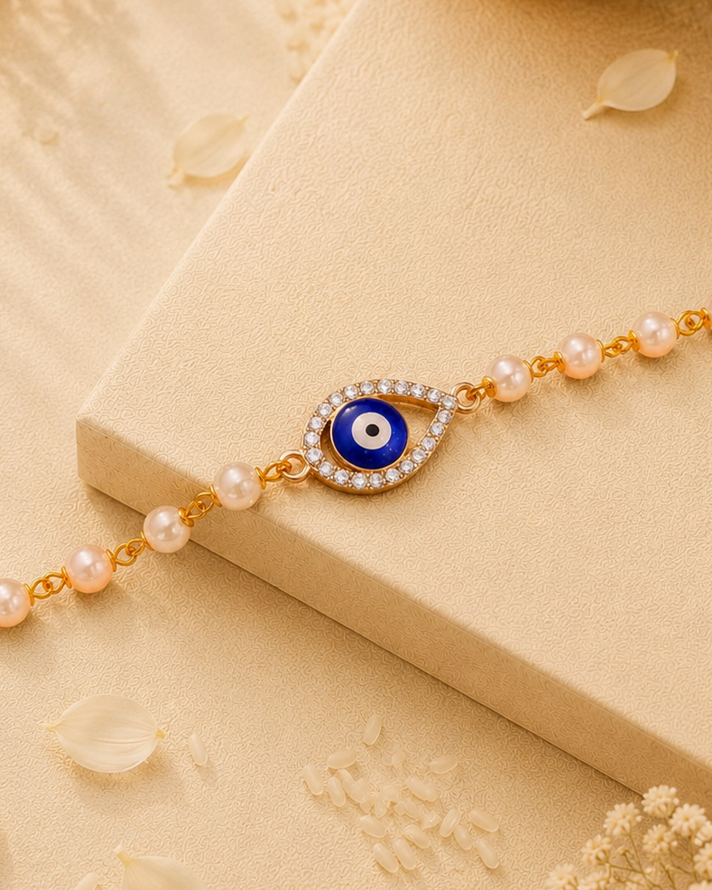 Yavana Evil Eye Bracelet Rakhi | Tilak Set Included