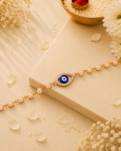 Yavana Evil Eye Bracelet Rakhi | Tilak Set Included