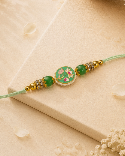Mint Reyva Meenakari Rakhi for Brother | Tilak Set Included