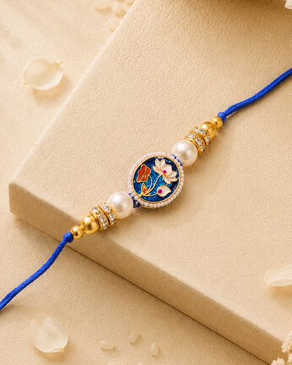 Blue Reyva Meenakari Rakhi for Brother | Tilak Set Included