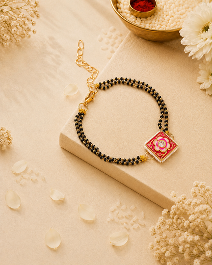 Red Shaivya Meenakari Bhabhi Hand Mangalsutra