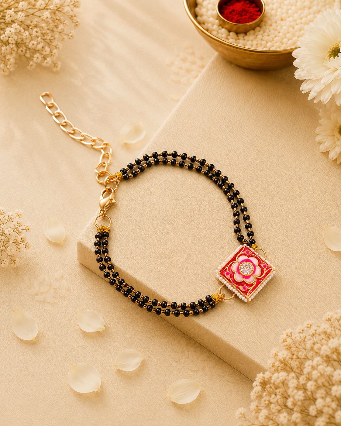 Red Shaivya Meenakari Bhabhi Hand Mangalsutra