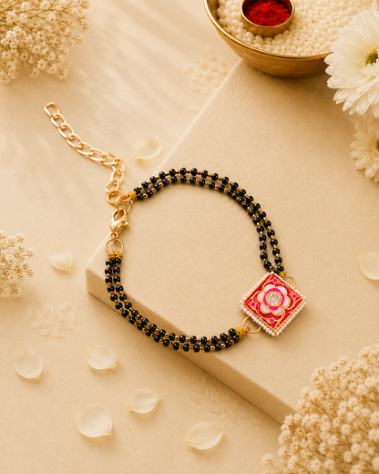 Red Shaivya Meenakari Bhabhi Hand Mangalsutra