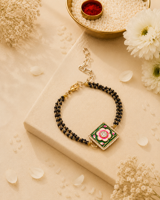 Green Shaivya Meenakari Bhabhi Hand Mangalsutra