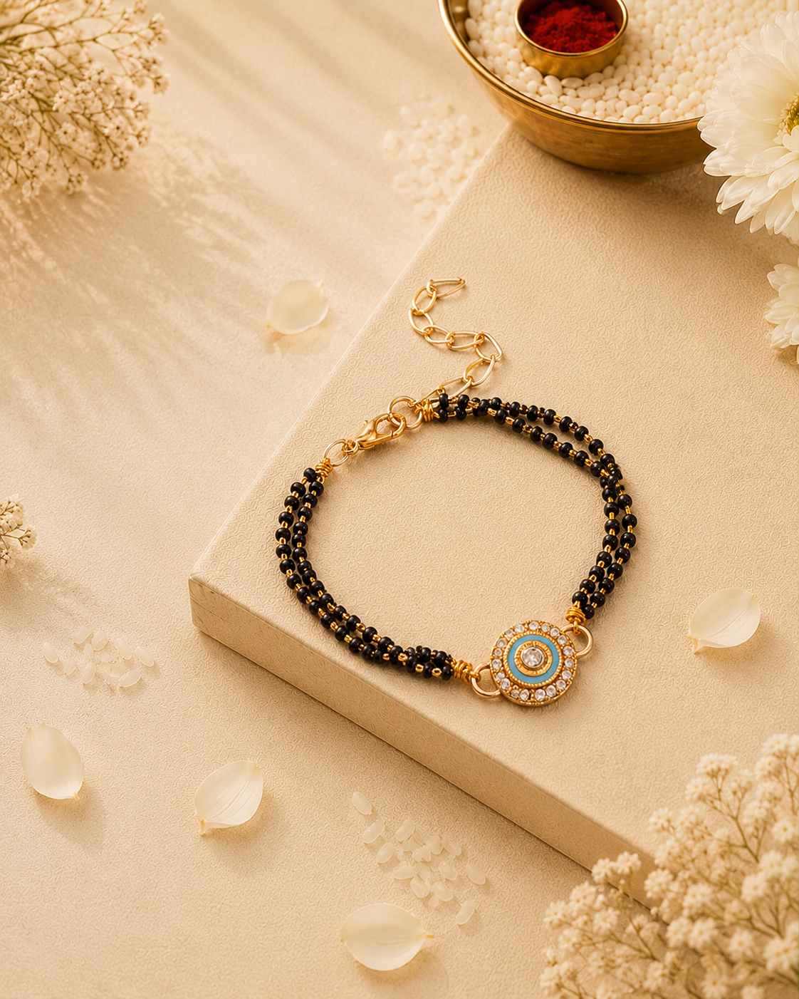 Turquoise Vaibhika Bhabhi Hand Mangalsutra