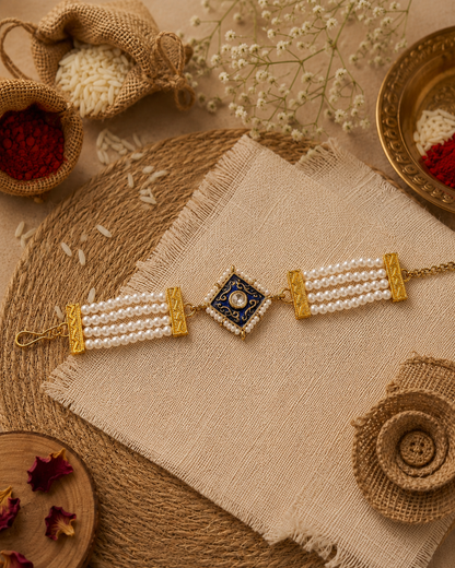 Blue Ishir Bracelet Rakhi | Tilak Set Included