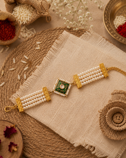 Green Ishir Bracelet Rakhi | Tilak Set Included