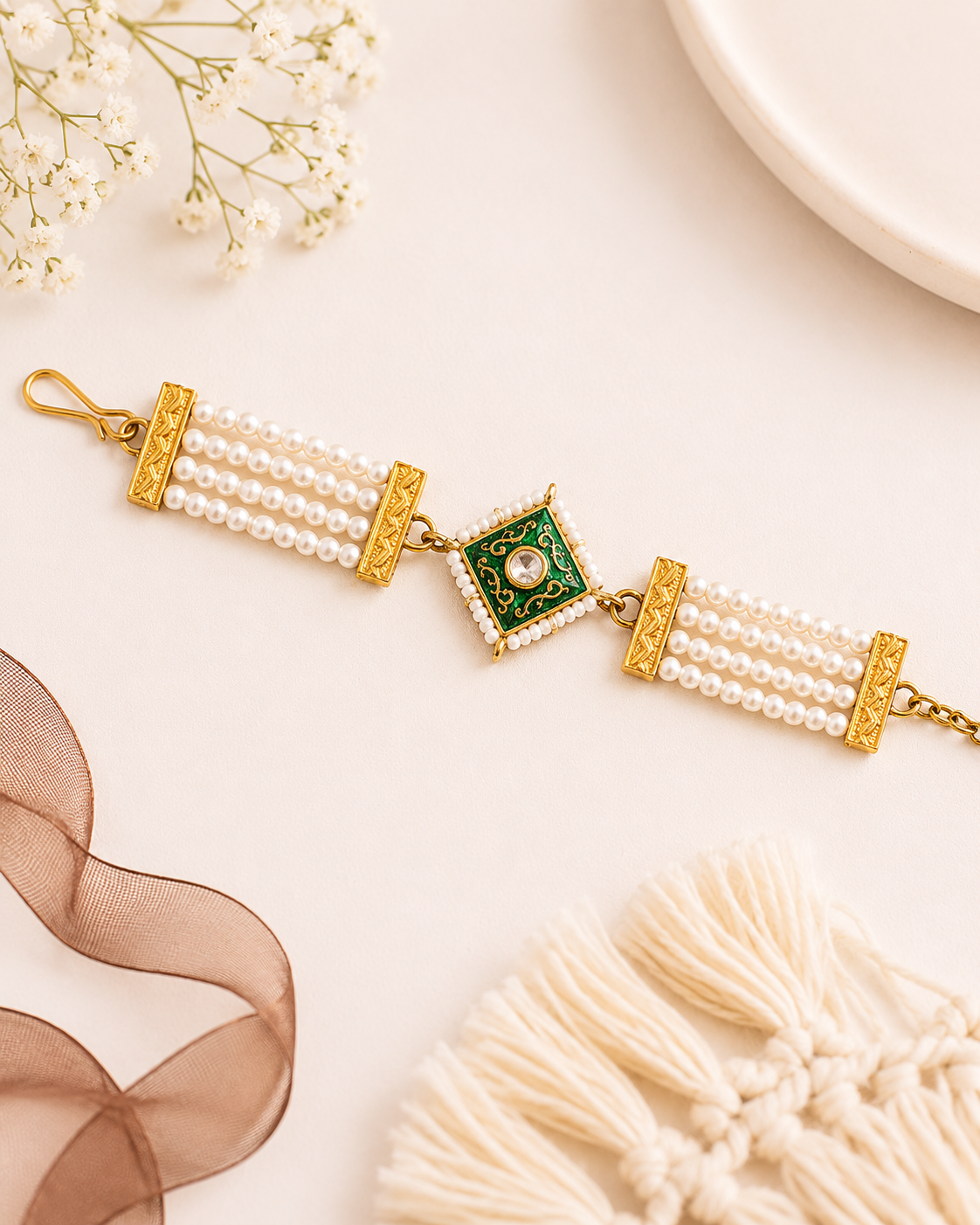 Green Ishir Bracelet Rakhi | Tilak Set Included