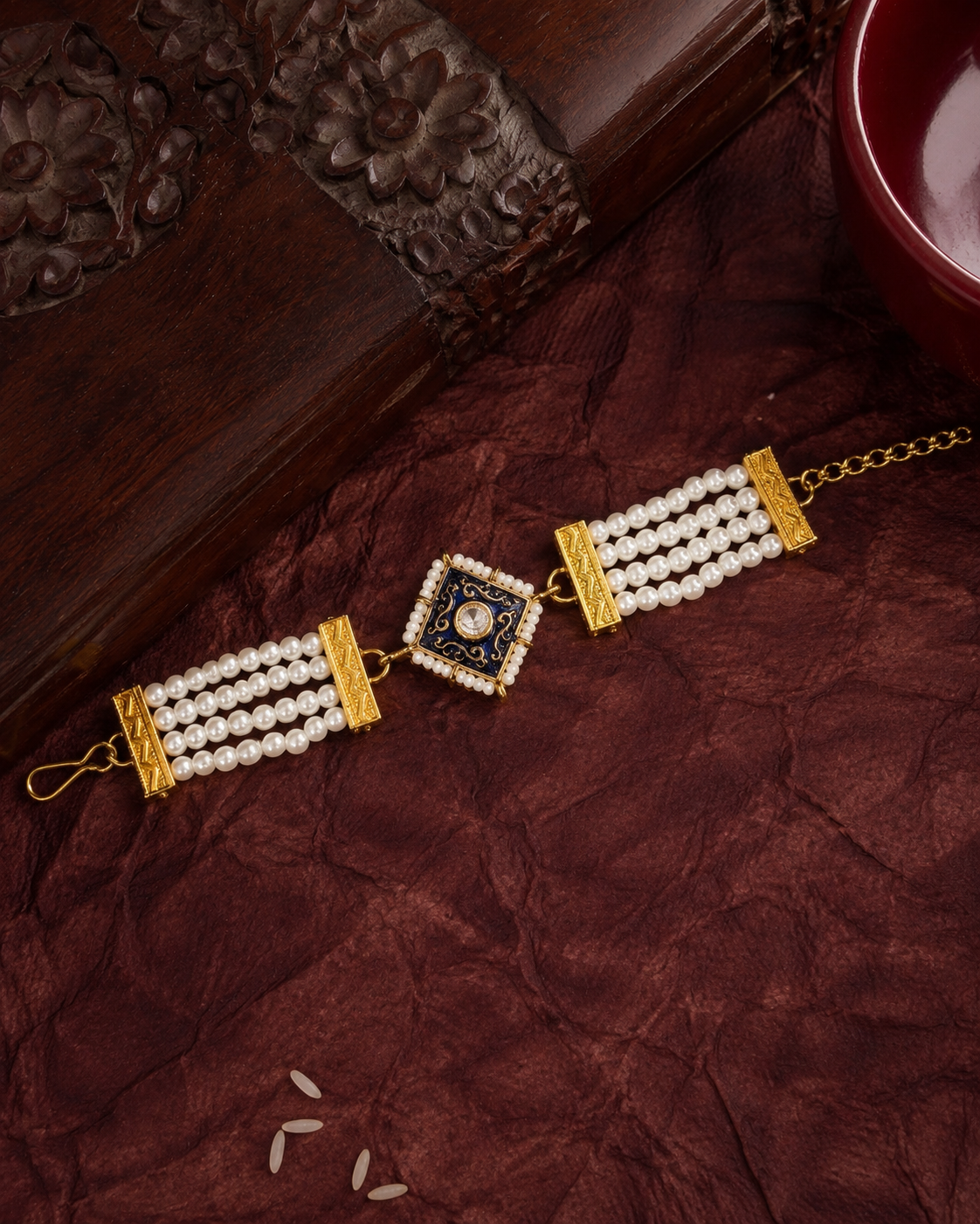 Blue Ishir Bracelet Rakhi | Tilak Set Included