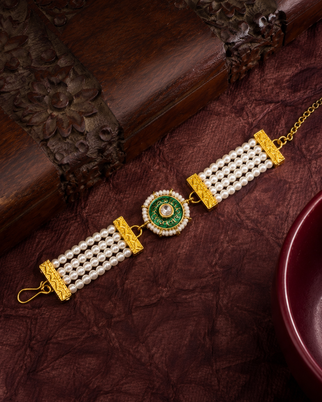Green Sarin Bracelet Rakhi | Tilak Set Included