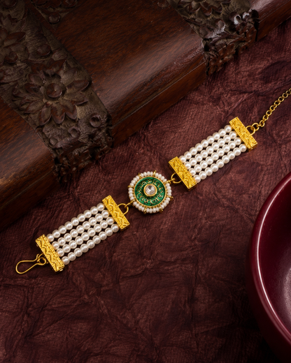 Green Sarin Bracelet Rakhi | Tilak Set Included