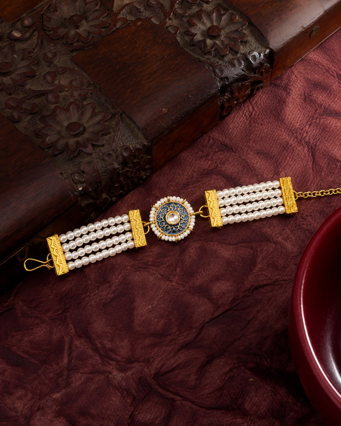 Blue Sarin Bracelet Rakhi | Tilak Set Included