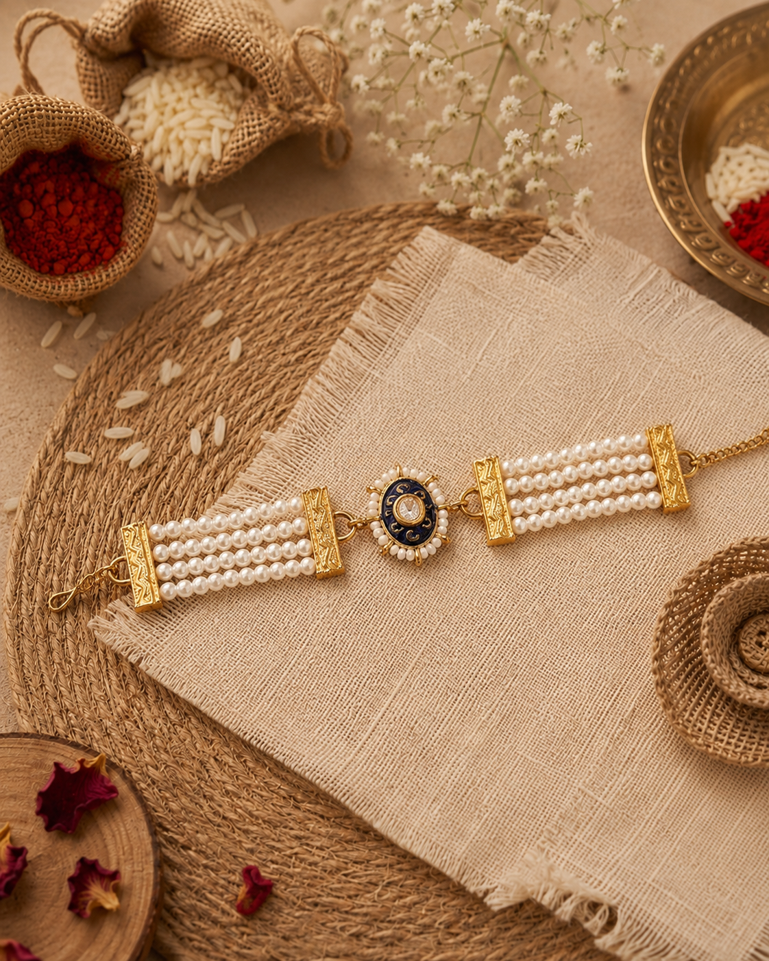 Blue Anik Bracelet Rakhi | Tilak Set Included