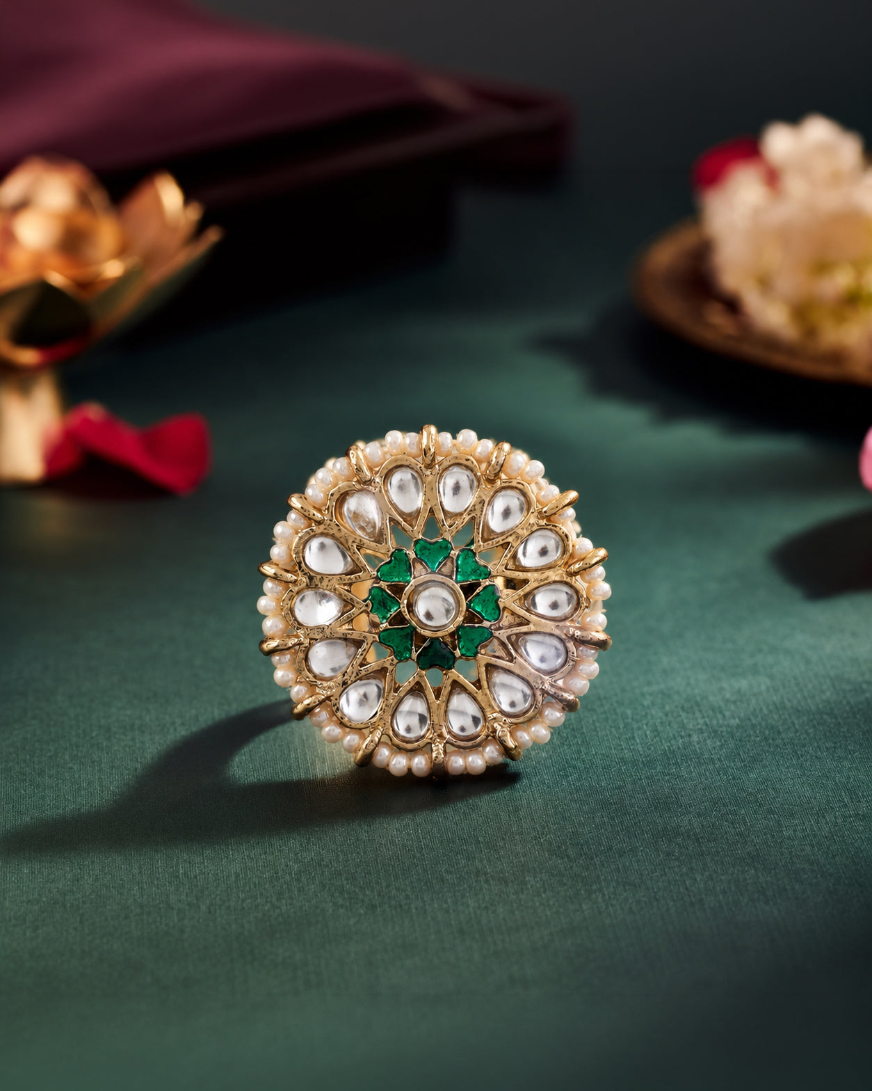 Green Meherva Ethnic Ring