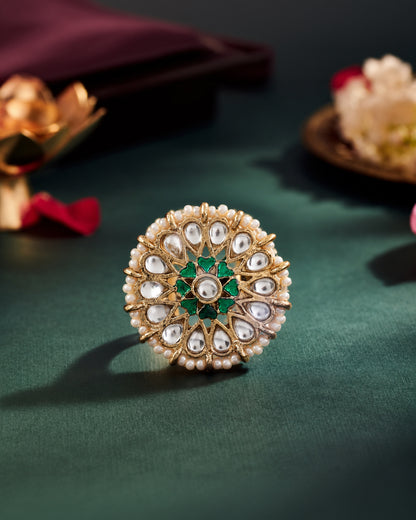 Green Meherva Ethnic Ring