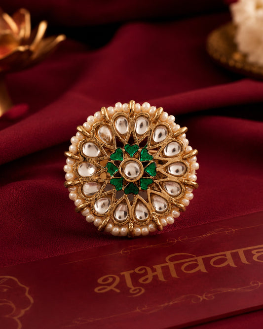 Green Meherva Ethnic Ring