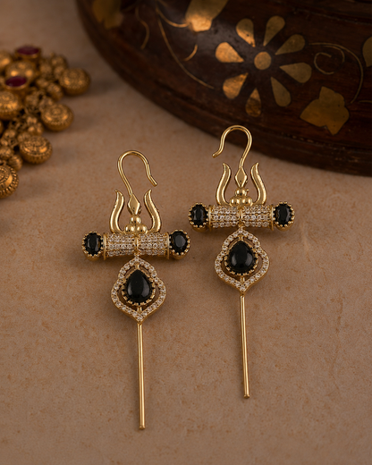 Black Krisha Designer Ear-cuff Earring