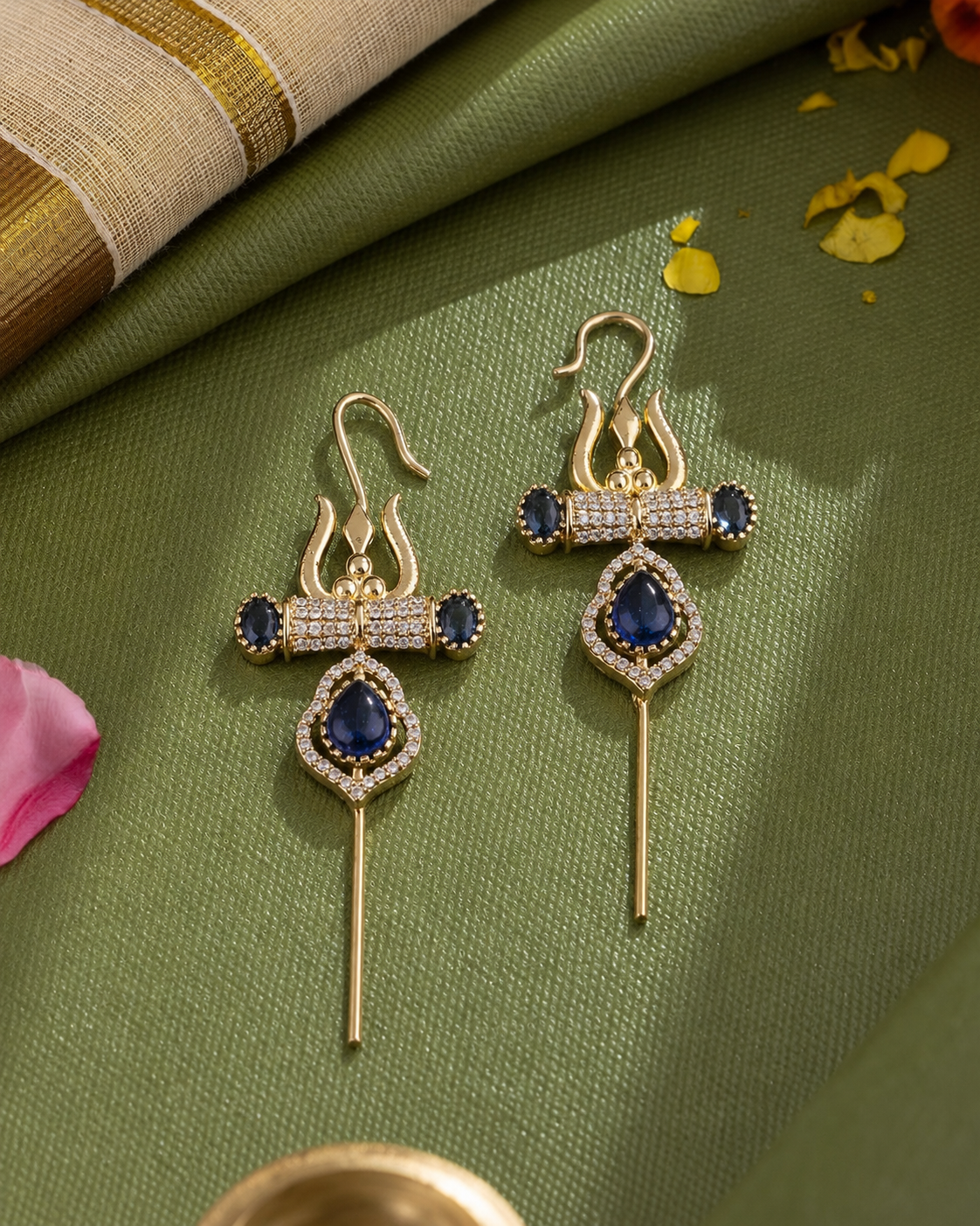 Blue Krisha Designer Ear-cuff Earring