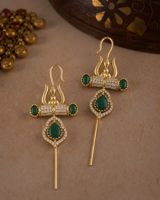 Green Krisha Designer Ear-cuff Earring