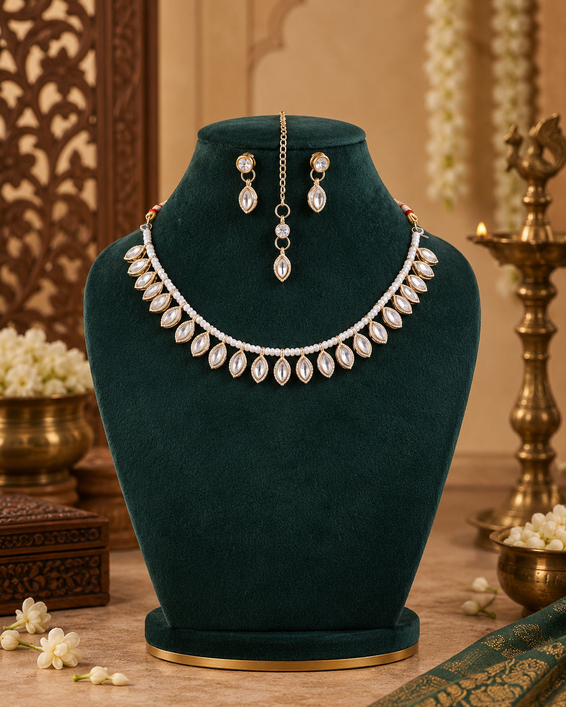 Naimika Choker Necklace Set With Earring and Maangteeka