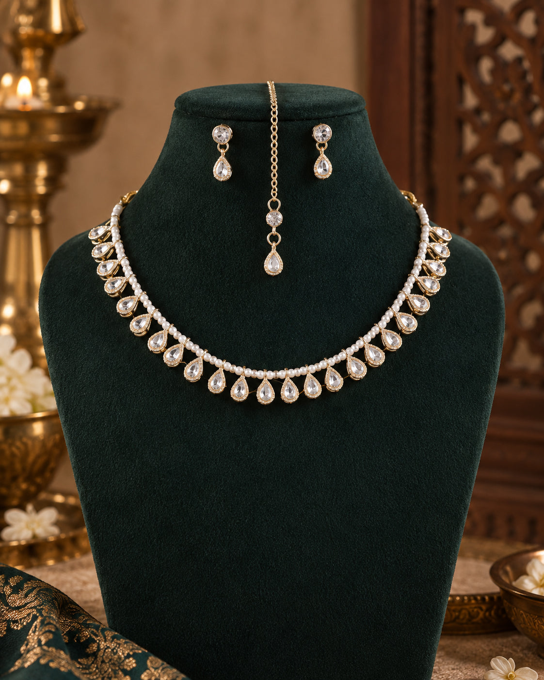 Vritisha Choker Necklace Set With Earring and Maangteeka