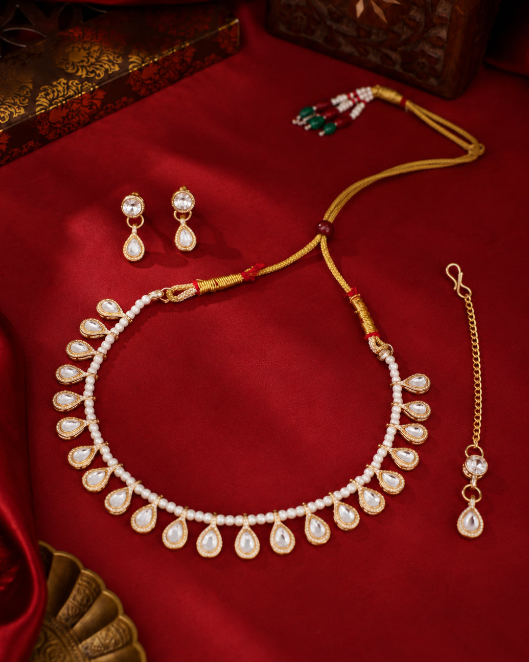 Vritisha Choker Necklace Set With Earring and Maangteeka