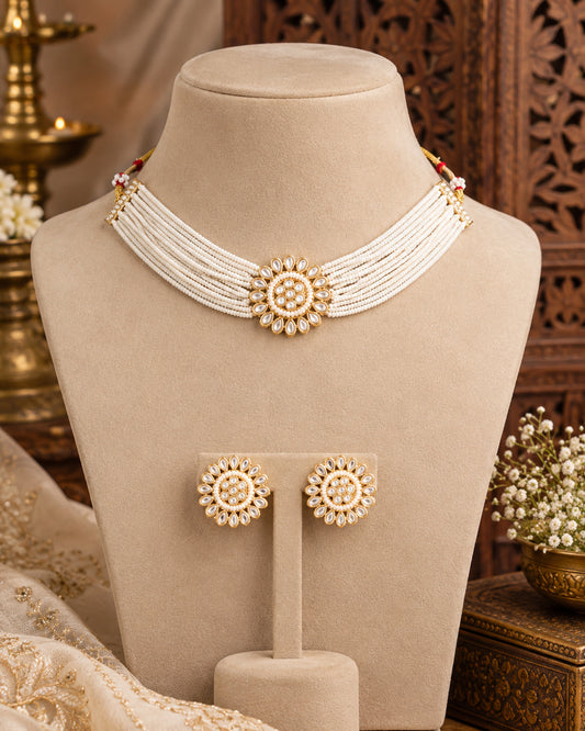 Pearl Ranjika Choker Necklace Set With Earring