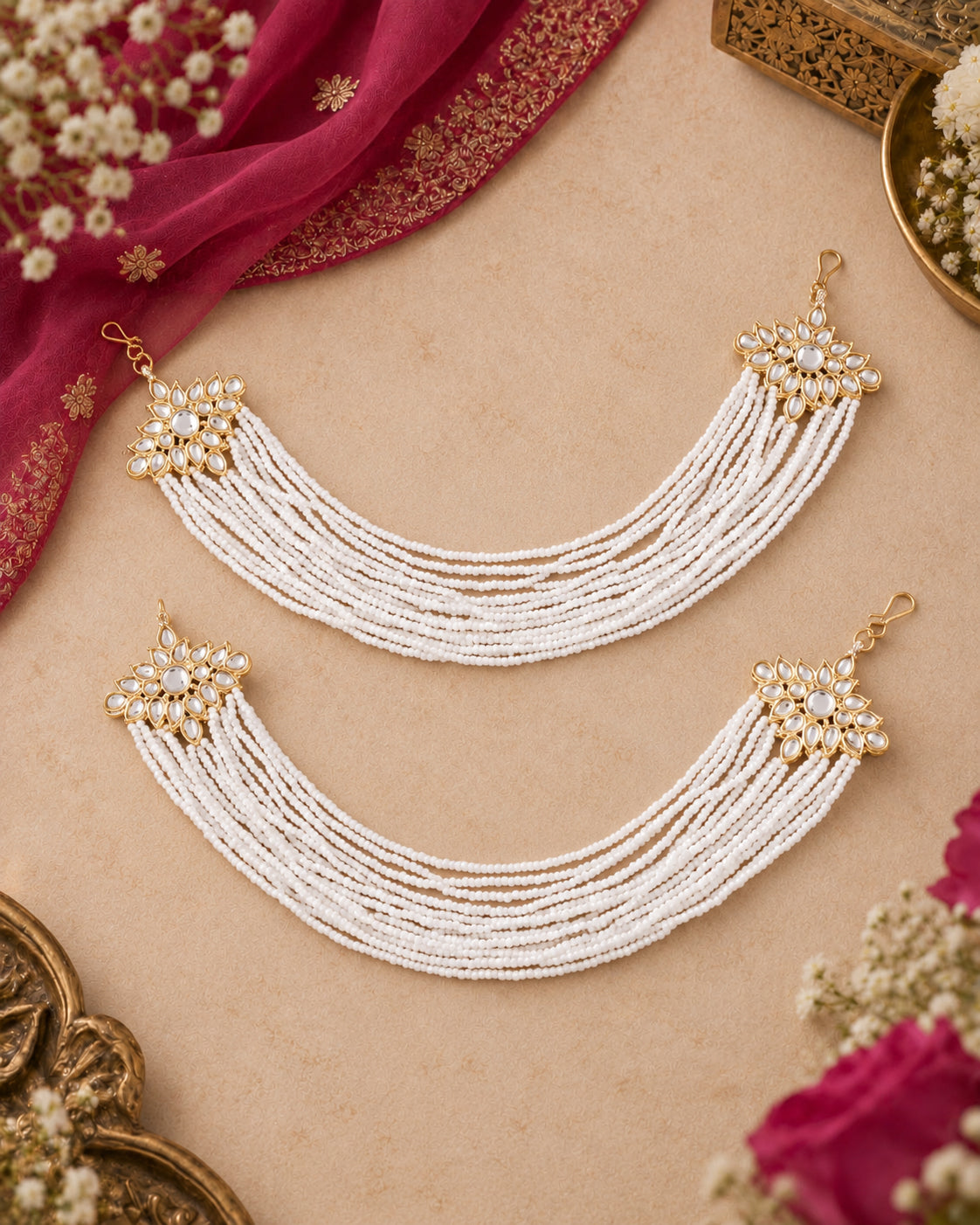 Dhyana Bahubali Pearl Kaan Chain Pair
