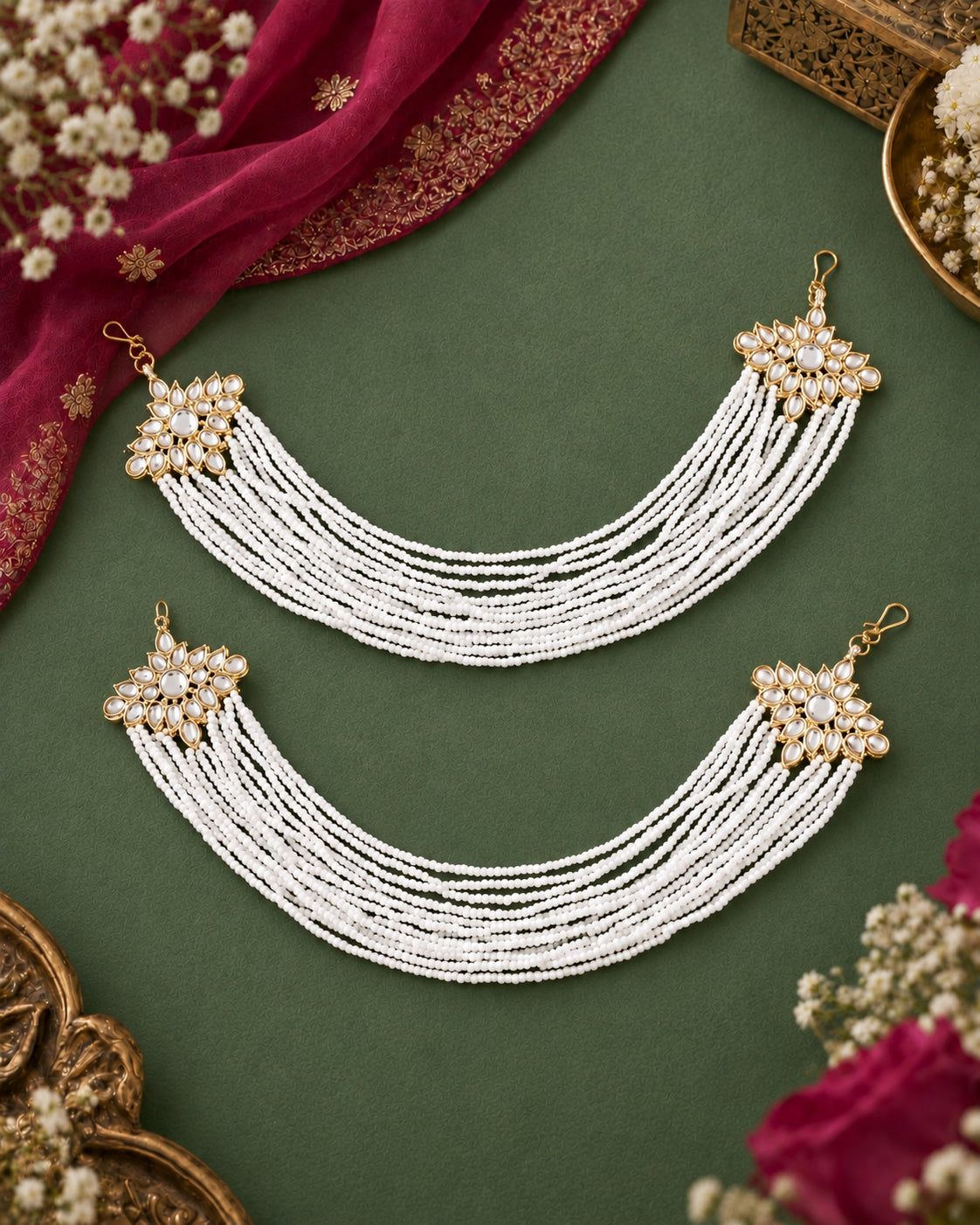Dhyana Bahubali Pearl Kaan Chain Pair