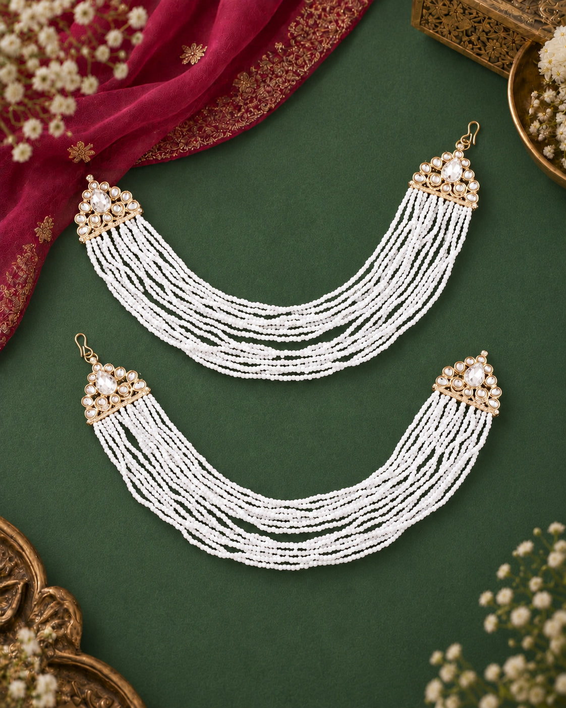 Avni Bahubali Pearl Kaan Chain Pair