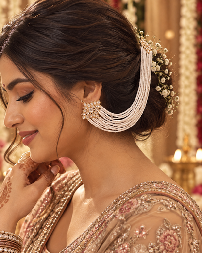 Dhyana Bahubali Pearl Kaan Chain Pair