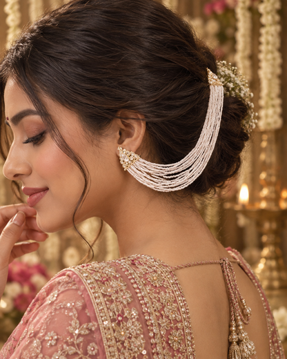 Avni Bahubali Pearl Kaan Chain Pair