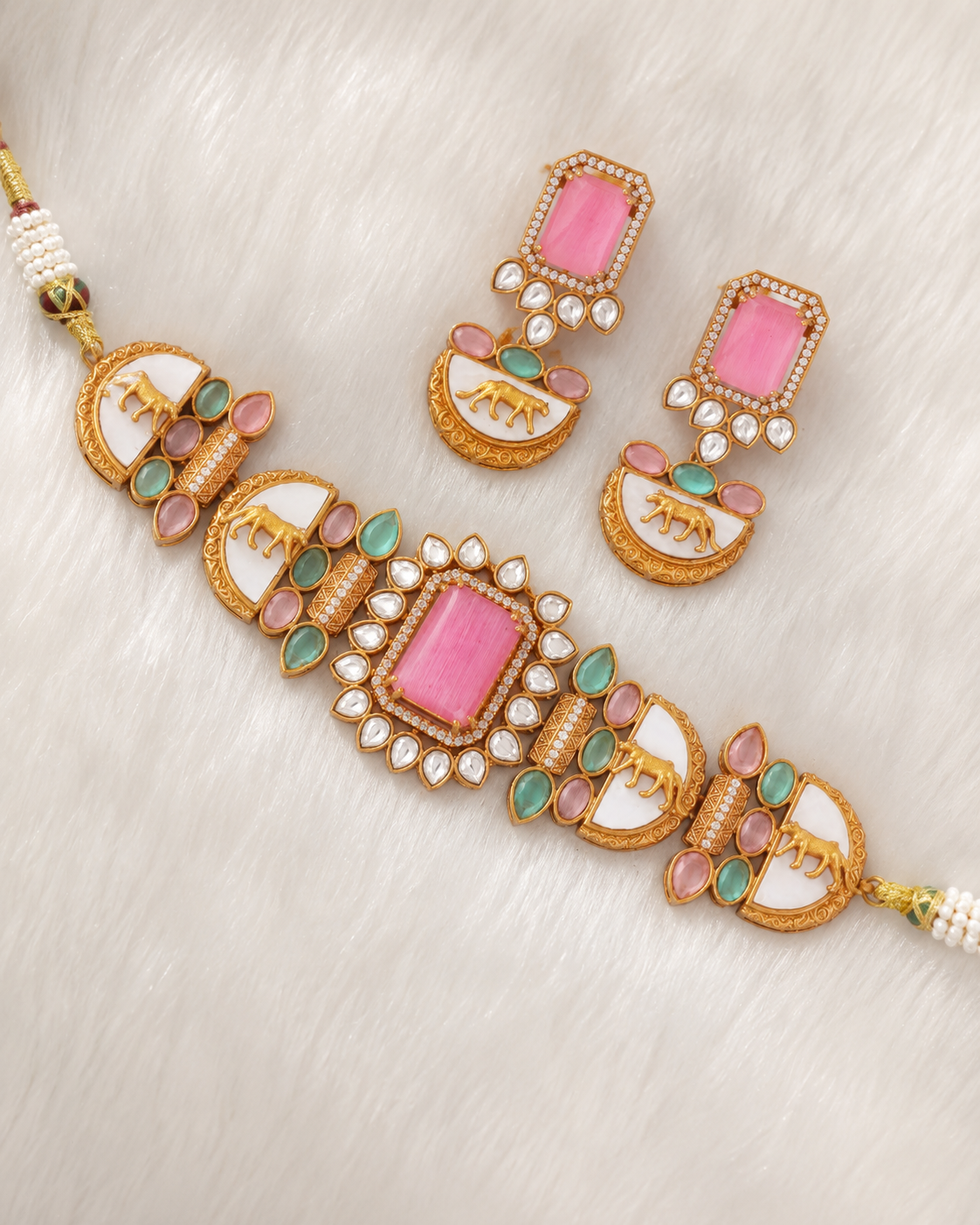 Pastel Ridhisha Premium Sabya Inspired Necklace with Earring
